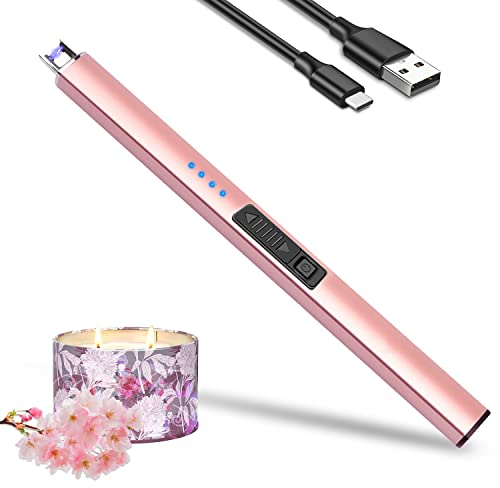 Electric Candle Lighter Rechargeable Lighters - USB Rechargeable Plasma Arc Lighters for Candle (Rose Gold)
