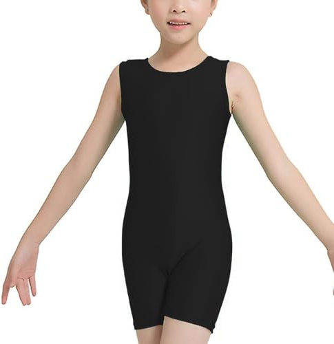 Prime fashions Kids Sleeveless Unitard Bodysuit Dance Gymnastics Swimming PE Leotard