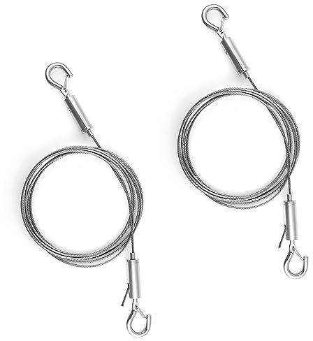 2pcs Picture Hanging Wire Heavy Duty with Hook, 6.56ft x 0.06 Inch Adjustable Mirror Hanging Wire Kit Sturdy Stainless Steel Picture Hanging Cord Photo Frame Metal Hanging Rope for Holding Up to 53lbs