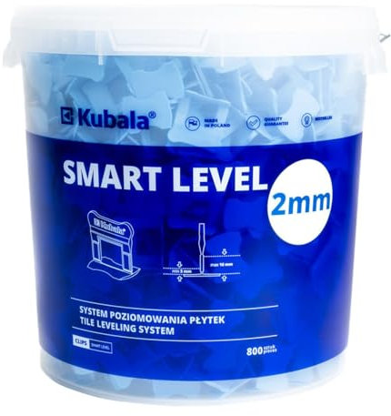Kubala Smart Level Clips - 800 Stück für eine Fugenbreite von 2,0 mm im 20l Eimer - Fliesen Nivelliersystem - Zuglasche - Präzise Nivellierung für Fliesenprojekte