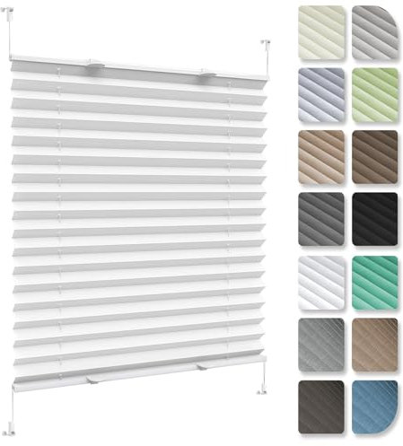 Plissee Klemmfix Ohne Bohren 42 x 155 cm, Plissee Ohne Bohren Nach Maß, Jalousie Easyfix Rollo Jalousie Faltrollo, Jalousie Easyfix Faltrollo, für Fenster & Tür, Weiß