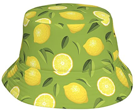 IQOPPEDR Chapeau cloche citron pour homme et femme - Chapeau bob de plage - Chapeau de soleil pliable pour l'été et l'extérieur, Comme indiqué sur la photo, Taille unique