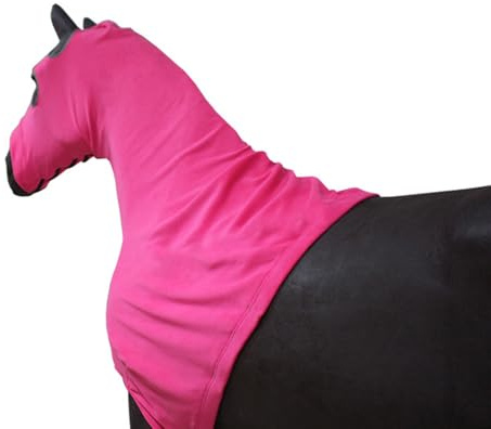 SagaSave Cappuccio a testa di cavallo completamente coperto con cerniera e fibbia, cappuccio in morbido pile, confortevole giacca riscaldante per cavalli (rosa, taglia XL)