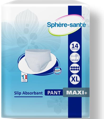 Sphère Santé - Pant Extra Large Maxi + - Protection contre l'incontinence - Absorption élevée - Sécurité optimale et confort - Taille extra large, contrôle des fuites et des odeurs