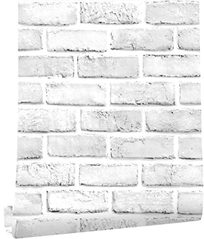 myforHD Stone Brick Wallpaper Peel and Stick 3D Effect Blocks Vintage Brick Faux Textured Self-Adhesive Wallpaper Kitchen Cabinets Backsplash Fireplace Laundry Room Accent Wall Decor