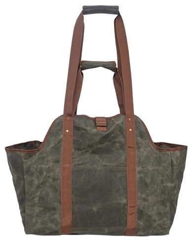Cesta para leña, cesta de leña, lona impermeable, para exteriores, gran capacidad, soporte para leña, bolsa de almacenamiento, juego de herramientas para estufa