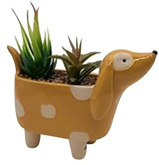 Heaven Sends Sausage Dog Plant Pot – Cute Ceramic Dachshund Planter for Succulents, Herbs & Home Décor