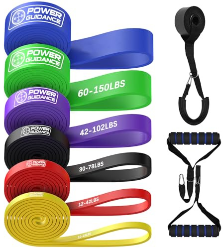 POWER GUIDANCE Fasce di resistenza per allenamento della forza, inclusa borsa per il trasporto, fasce per fitness, fasce per allenamento della forza (6set（giallo, rosso, nero, viola, verde, blu）)