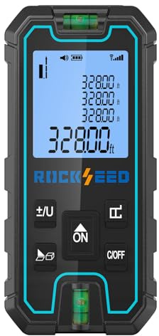 RockSeed Lasermessung, 100 m, tragbarer genauer Laser-Entfernungsmesser, digitales Entfernungsmesswerkzeug mit 2 Wasserwaagen, Laser-Entfernungsmessung mit m/in/ft/ft+in Umwandlung
