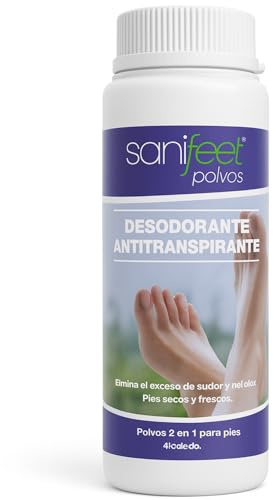 Sanifeet Polvos Desodorante para Pies y Calzado 100g Antitranspirante Natural con Talco Alumbre Óxido de Zinc y Menta – Elimina Mal Olor, Absorbe Sudoración, Refresca, para Zapatillas, Zapatos y Niños