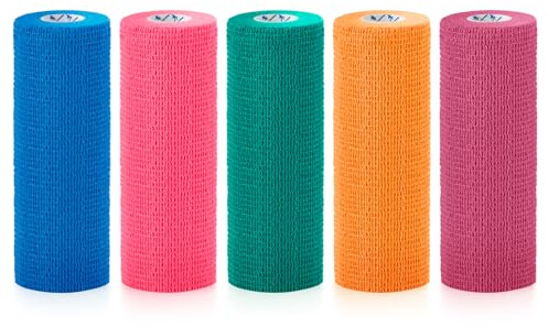 NELLHOMY 5 Rolls Self Adhesive Bandage 15cm Extra-Wide Cohesive Vet Wrap | 6 Inch Elastic Breathable Cohesive Bandage, Self-adherent, Ideal for Sports, Athletic Stretch, Pet Vet Wrap for Horse