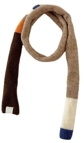 Kashmirscarf， Stickad ullhalsduk for kvinnor, flerfärgad, 155 x 5 cm(Dark coffee)