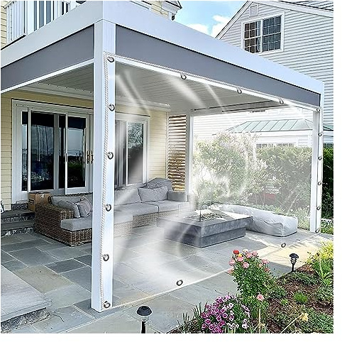 Wasserdicht Transparent Outdoor Plane Vorhang mit Ösen Dauerhafte Seitenwand für Garten Terrasse Pavillon Sichtschutz Wetterfest Schutz