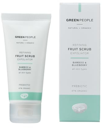 Green People fruktskrubb exfoliator 50 ml | Naturlig och ekologisk ansiktsskrubb | Mjuk ansiktsexfoliator för torr hud, kombinationshy, fet hud | Parabenfri, etylalkoholfri | Fri från grymhetsfri och