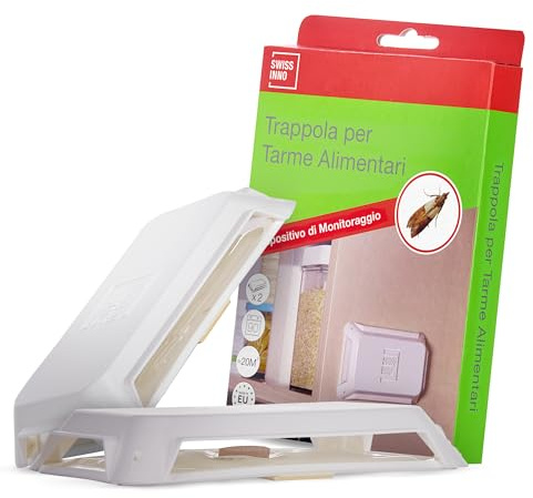 SWISSINNO Trampa de Monitoreo para Polillas de los Alimentos - Detección Temprana en la Despensa - Adhesiva con Feromona Atrayente - 2 Unidades