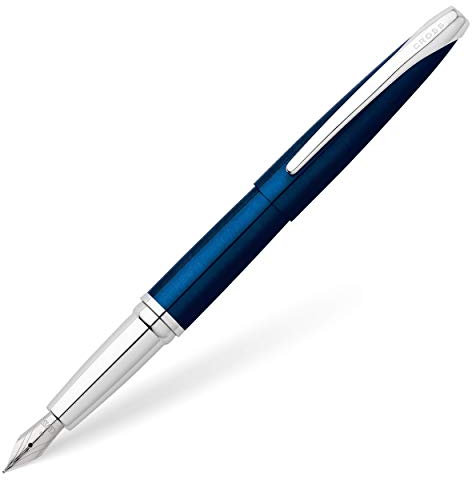 Cross ATX Füllfederhalter (F-Feder, inkl. 2 schwarze Tintenpatronen & Premium Geschenkbox) blau-lack transluzent