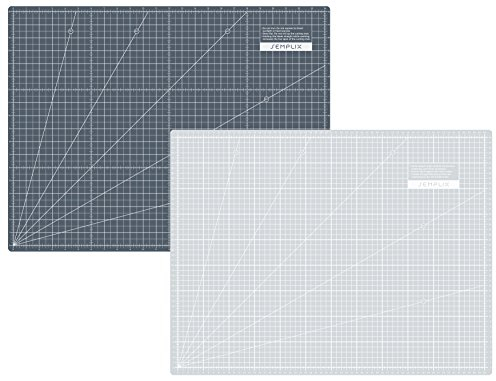 SEMPLIX Selbstheilende Schneidematte A0-A4 - Grün, Rosa, Grau, Türkis, Lila - Ideal fürs Basteln, Nähen & Patchworken - Beidseitig Bedruckt - Vorderseite cm Rückseite inch Bemaßung (Hellgrau-Grau, A2)
