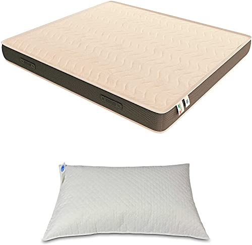 Baldiflex Matratze aus Waterfoam mit Aloe Vera-Bezug, ergonomisch, atmungsaktiv, milbendicht (90 x 200 cm + 1 Kissen)