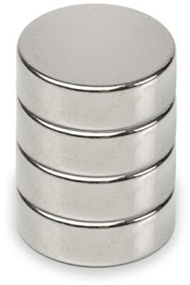 Maul Neodymmagnet Ø 15 x 5 mm 4-Pack, Magneter För Mångsidig Användning, Rund Magnet Med Elegant Och Modern Design, Magneter Starka För Magnetkort, Magnetband, Silver