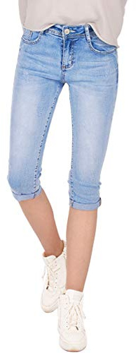 Fraternel Pantalon Jeans Femme Capri Bleu Clair XXL