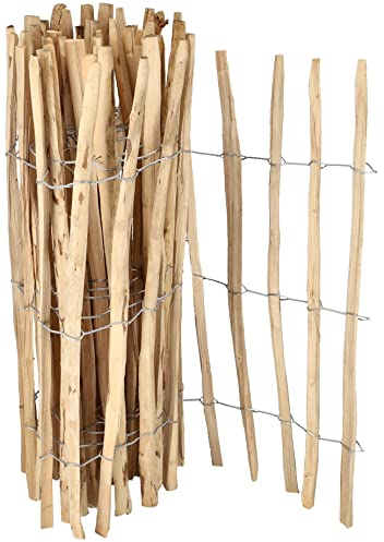 KOTARBAU® Recinzione in legno di nocciolo, 5 m, per piante e prati, recinzione castagno in nocciola, recinzione da giardino (altezza 100 cm x lunghezza 500 cm, distanza tra i listelli 7-8 cm)