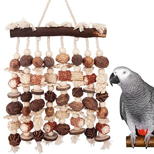 Deloky Extra Large Parrot Toy-Natural Wooden Chewing Tearing Toy for African Grey, Amazon Parrots, Macaws, Medium Breeds
