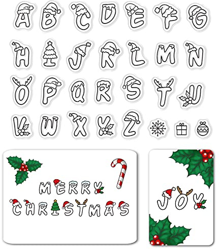 craspire julklarstämplar, initialer, bokstav, snöflinga, silikonstämplar, sigill, transparent silikonstämpel för julkort, dekoration, gör-det-själv, scrapbooking, prägling, dekor, hantverk