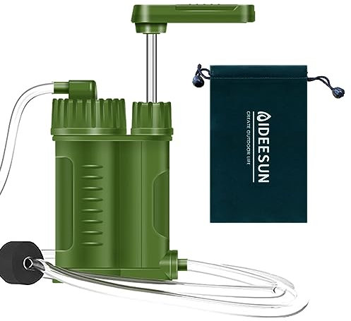 Water Filter Camping Emergency Portable, Hand Pump Water Purifier, Hiking Backpacking for Personal Preparedness Survival Gear Travel Essentials Survival Kits High Precision Large Flow