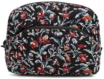 Vera Bradley kvinnors signatur bomull stor kosmetisk sminkväska, en storlek, Perenner Noir, En storlek, Bomull stor kosmetisk makeup organiseringsväska