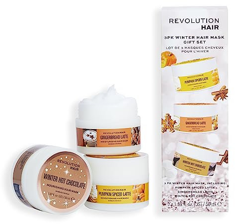 Revolution Set de 3 Mascarillas Capilares de Invierno, 3 Mascarillas Capilares Temáticas de Invierno Incluidas para un Cabello Suave y Nutrido