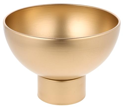 Pedestal Flower Bowl - Golden Metal Vase for Artificial Orchid Flowers, Wedding Tabletop Centerpiece, Entryway Decoration (20x20cm)