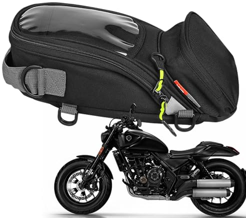 itrimaka Magnetischer Tankrucksack - rutschfeste Schwarze Motorradtasche | Motorradzubehör, Starke Magnettasche, universell für die meisten Motorräder, Touchscreen-Design