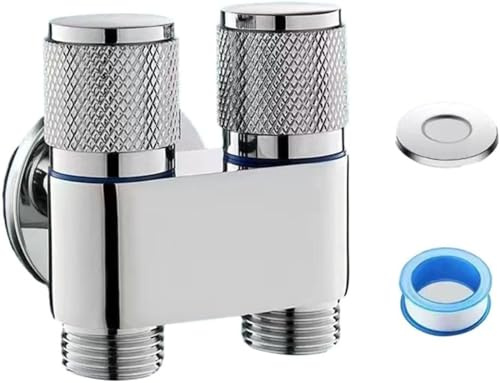 WOZLO Válvula escuadra Doble para WC, Grifo Doble Salida 1 en 2, Grifo Doble Lavadora,Válvula Desviadora 3 Vias，Acero Inoxidable Apto para cocinas, baños, Jardines, hoteles, etc