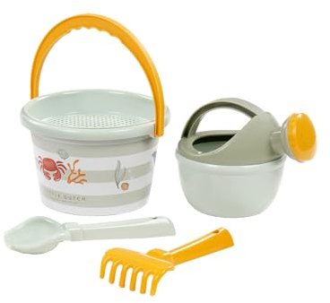 Little Dutch Strandset Eimerset 5-teilig - Fresh Greens grün: Beach Toy Set, Beach Set, 1 Eimer, Schaufel, Harke, Gießkanne und Sieb, Ab 18 Monate