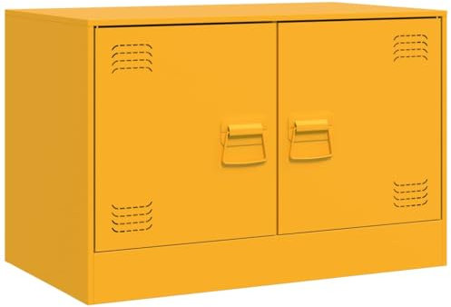 vidaXL Meuble TV Jaune Moutarde 67x39x44 cm Acier, Banc TV, Meuble télé, Meuble multimédia, Buffet TV, Meuble HiFi, Centre de Divertissement