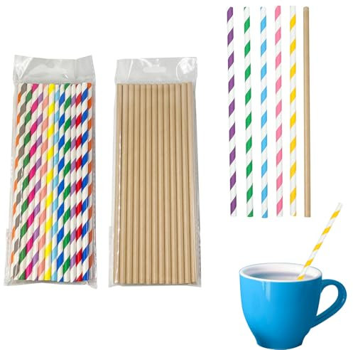 Yicoovey 50 cannucce di carta biodegradabili per bere cocktail, caffè, bevande fredde, cannucce colorate, feste in bar, compleanni, matrimoni