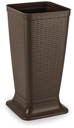 Muddy Hands Brown Plastic Rattan Effect Umbrella Holder Brolly Walking Stick Home Office Storage Stand Rack Basket Bin