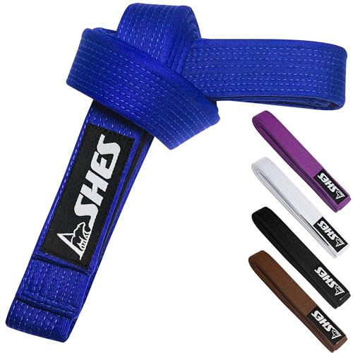 Ashes BJJ Belt for Men & Women Brazilian Jiu Jitsu Belt with Ranking Stripes Sleeve Bar Kids Jiu Jitsu Gi Belt (Blue, A1)