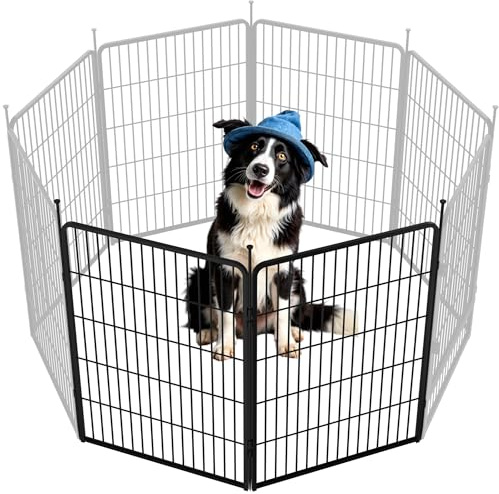 SunsGrove Dog Playpen, 100cm Height 2 Panels Playpen for Dogs, Heavy Duty Dog Pen for Medium and Large Dogs, Indoor/Outdoor Pet Excise Pen, Black