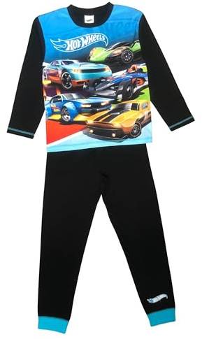 Hot Wheels Pigiama per ragazzi, Super Fast, set da 2 pezzi, indumenti notturni per bambini, Blu/Nero, età 4-10 anni, 4-5 Years