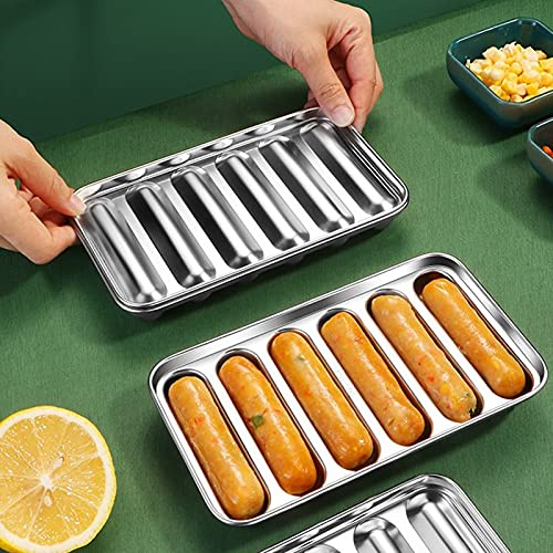 Molde Salchichas Acero Inoxidable 304, Molde Salchichas con Tapa, Molde Hacer Salchichas Carne Casera Antiadherente para Hornear Cocinar Casera Barbacoa