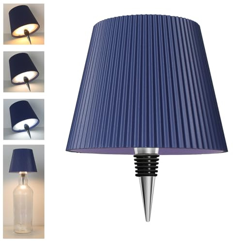 Beaeet lampada bottiglia LED Blu, ricaricabile USB-C, senza fili, IP54, 3 tonalità dimmerabili, per bottiglie in vetro da tavolo, balcone, terrazza, campeggio, feste