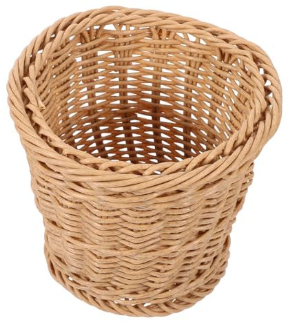 LABRIMP Panier à Déchets Tissé Faux Rotin Corbeille Ronde Osier pour Maison Chambre Salle de Bain Cuisine et Bureaux Élégant et