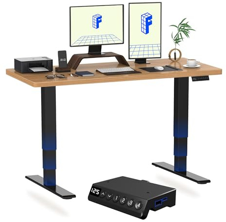 FLEXISPOT E6 MAX 140x80 Electric Standing Desk with USB Dual Motors 3 Stage One Piece Height Adjustable Sit Stand Up with Memory Smart Panel, Black Frame+Maple Top
