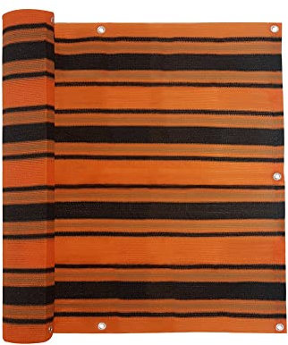 jarolift Balkonbespannung Basic, Balkon Sichtschutz Windschutz Sonnenschutz Balkon-Verkleidung, Atmungsaktiv, 600 x 90 cm Orange/Braun/Schwarz