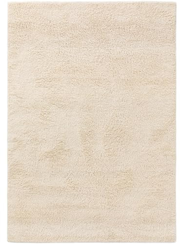 benuta Pure Wollteppich Berber - 100% Wolle handgeknüpft - Rechteckig & im Style: Berber, Traditionell, Uni, Hygge & Cozy, Minimalistisch, Natural - Pflegeleicht für Wohnzimmer | Cream | 80x150 cm