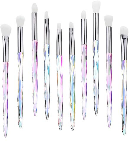 Kingtree Eyeshadow Makeup Brushes, 10PCS Crystal Brushes for Eye Makeup Premium Synthetic Bristles Eyeshadow Blending Crease Makeup Eye Brush Set, Professional Eyebrow Lip Make Up Tools