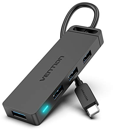VENTION Hub USB C 4-in-1 Con Ethernet, Type C a 4 Porte Multipla 3.0 Sdoppiatore, Adattatore per MacBook Pro, XPS, Laptop (0,5m)