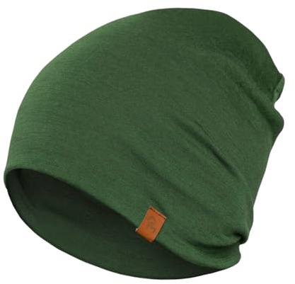 menique 100% Merinowolle Beanie Mütze Damen – Laufmütze Herren, Thermo Wintermütze, Weiche Atmungsaktive Merino Mütze Dünn, Leichte Funktionsmütze für Skifahren, Joggen, Radfahren, Dunkelgrün