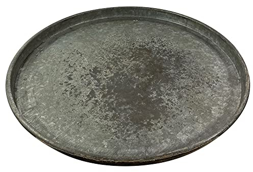 Tablett Rund Zink Vintage Zinktablett Dekotablett Eisen Landhausstil Groß 55cm